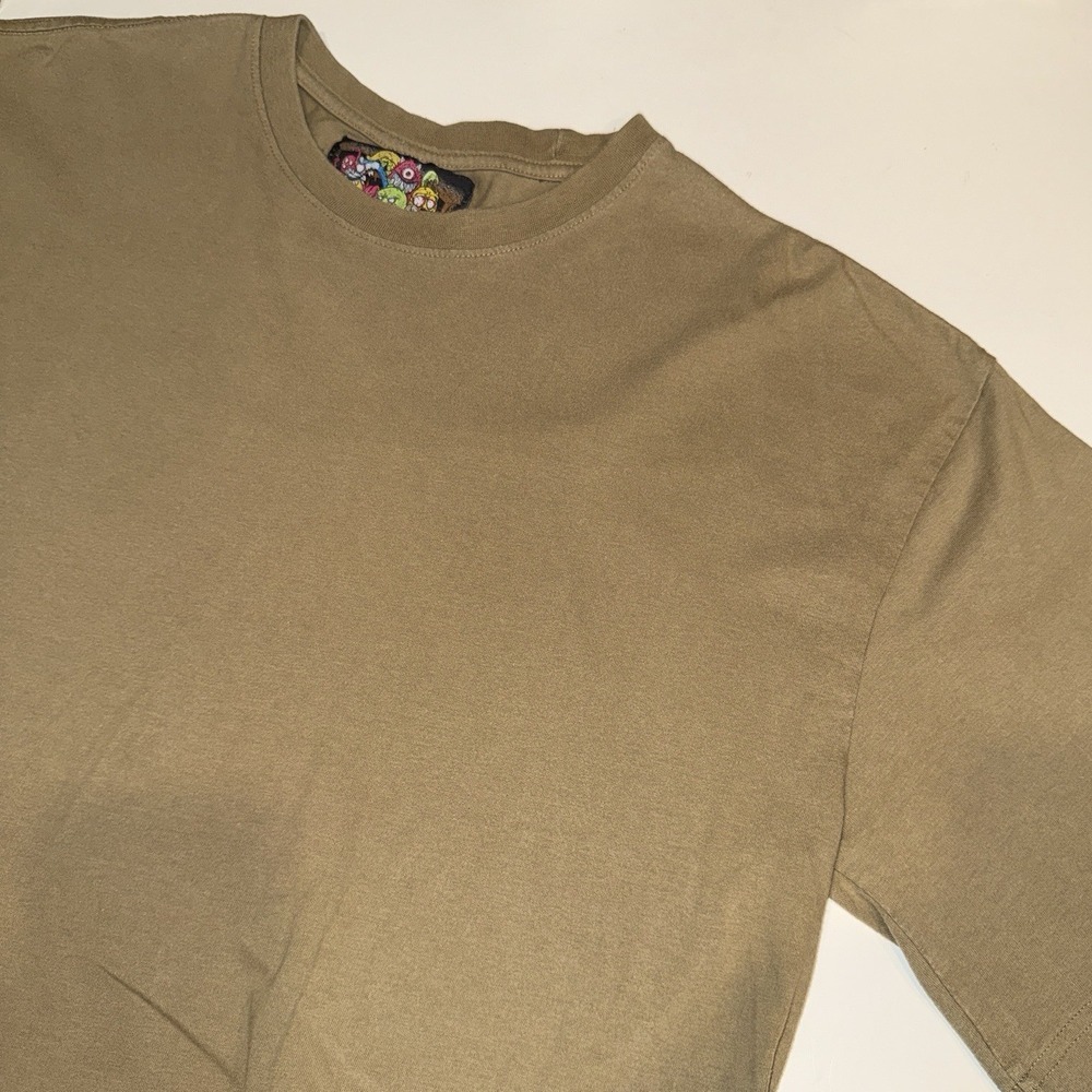 American Garage Men's Heavy Cotton Boxy Fit T Shirt Tan Sand Size Large Blank